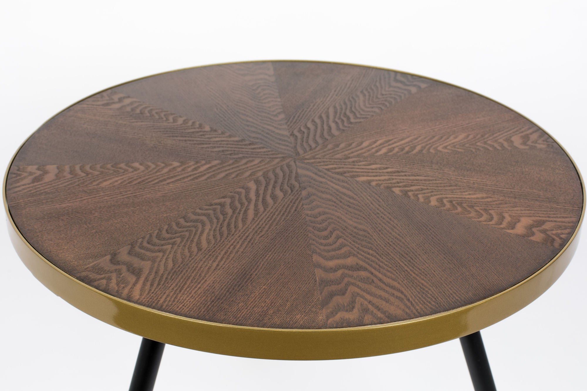 Denise Brown Wood & Gold Round Coffee Table